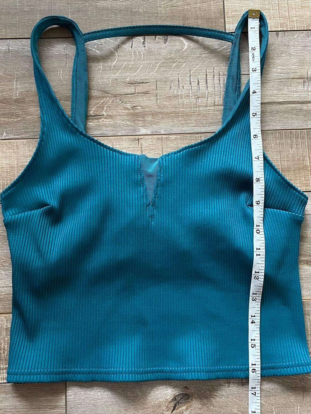 Free People FP Movement Ribbed Athletic Crop Tank Teal Shelf Bra Size Small - Picture 4 of 10